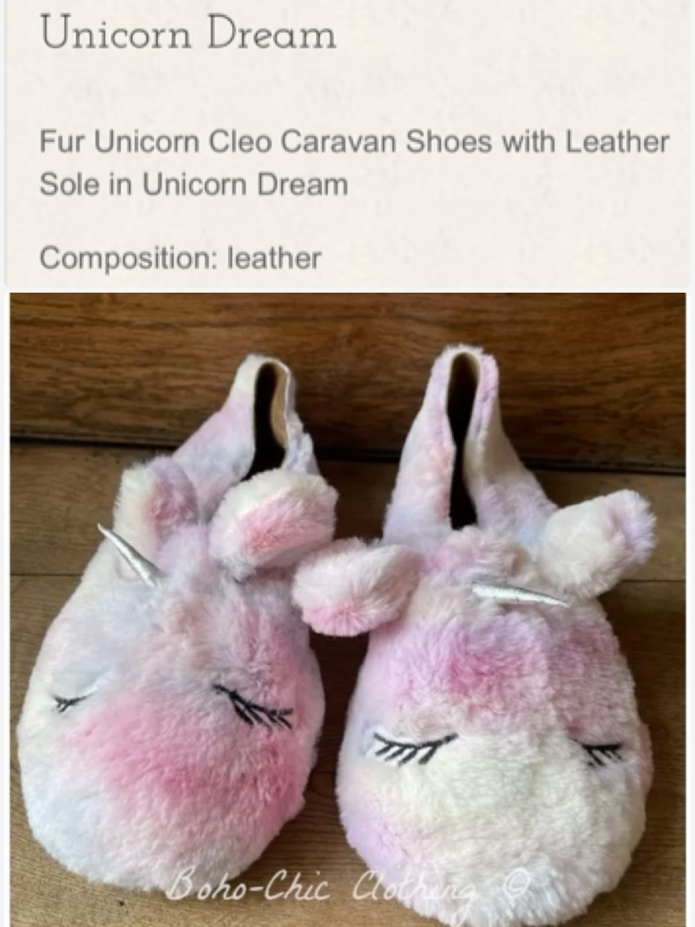 Magnolia Pearl Pastel Pink & White Fur Unicorn Caravan Slip-On Shoes